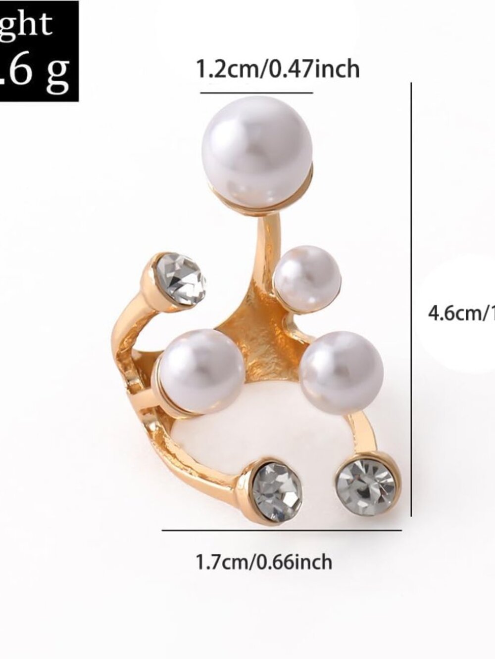Pearl Ring for Women Promise Stacking Pearl Rings Adjustable Open Pearls Finger - Picture 5 of 6